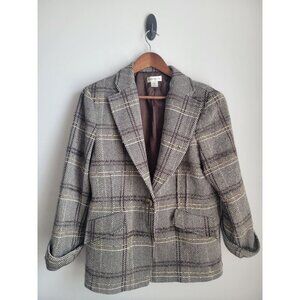 VINTAGE Barry Bricken Wool Plaid Blazer Cropped Fitted Size 12